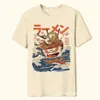 Camiseta Estilo Japonês Estampa de Couve-flor Ramen Estilo Gótico Europeu e Americano Top Unissex Camiseta Europa América África
