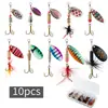 Conjunto de Iscas Spinner para Pesca de Tubarão, Spinner Rotativo, Spinner de Manivela Manual, Spinner de Metal, Isca de 3g a 7g, Isca Artificial.