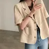 Traje Corto de Manga Corta para Mujer Estilo Coreano Sencillo y Moderno Chaqueta Corta Chic Coreano Elegante Delgado Traje de Gama Alta