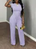 2026 Conjunto de Dos Piezas para Mujer de Amazon Top de Manga Corta Fruncido Pantalones Deportivos Casuales Atuendo de Moda Y2K