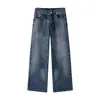 Jeans de pierna recta ancha, corte suelto, estilo americano, lavados, vintage, para otoño/invierno, para hombre, pantalones casuales de moda estilo Hong Kong