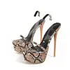 Comercio exterior costura transparente patrón de serpiente tacón súper alto tacón de aguja Sandalias plataforma impermeable sexy Zapatos de mujer Sandalias de mujer