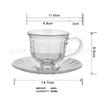 Conjunto de Xícara e Pires Listrados de Vidro para Uso Doméstico Xícara de Chá Xícara de Café Xícara para Leite Café da Manhã Bebida Quente Xícara para Chá da Tarde Exquisite Xícara para Latte