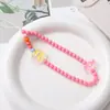 Nova Corrente de Celular com Laço de Desenho Animado Doce, Cordão de Celular com Contas, Pingente para Capa de Celular, Pulseira Anti-Queda para Mulheres