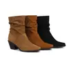 Novas Botas Martin de Cano Curto Botas de Salto Grosso Botas Femininas Europeias e Americanas para Outono e Inverno Botas de Cavaleiro 40-43 tamanho grande desejo Botas de Comércio Exterior