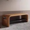 Banqueta para cambiar zapatos para la entrada, uso doméstico, banco largo de cuero genuino, lujo ligero con sensación de alta gama, almacenamiento integrado, zapatero de doble capa