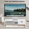 Soporte para Monitor de Computadora Transfronterizo con Cajón, Elevador de Monitor de Escritorio, Soporte de Pantalla para Oficina, Estante de Almacenamiento
