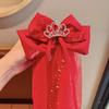 2025 Horquilla para el pelo con lazo para niña, horquilla roja para niña, accesorios para el pelo de princesa para bebé de Año Nuevo