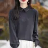 La Chapelle Camiseta Térmica para Mujer Primavera Otoño Solapa Roja Elegante Tejido Delgado que Adelgaza Tallas Grandes Ropa de Mujer Suéter Otoño Invierno