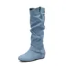 Botas de tacón alto para mujer estilo europeo y americano con hebilla de cinturón y punta redonda, con aumento interno de altura, disponibles para dropshipping en AliExpress