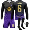 2627 Camiseta de fútbol de manga larga de visitante del nuevo Barcelona de Rodri, negra y morada, número 10, Yamal, Messi
