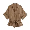 Comercio Exterior Al por Mayor Moda Estilo Europeo y Americano Estilo Safari Camisa Suelta de Manga Larga con Solapa 2273847 Pantalones Casuales 2116847