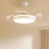 Exclusivamente para Comércio Exterior, Ventilador de Teto com Luz e Controle Remoto, Frequência Variável, Eficiência Energética de Primeira Classe, Ventilador de Teto com Luz Invisível, Lustre Ventilador Integrado Estilo Creme