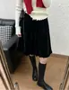 Falda plisada de terciopelo para mujer, Otoño Invierno, Nuevo estilo coreano, Falda plisada con dobladillo de volantes, Cintura alta, Adelgazante, Versátil, Falda corta de línea A