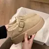 Zapatos bajos de algodón estilo Birkenstock, con suela gruesa y forro de felpa, colección otoño/invierno 2026, botas de nieve cálidas y mocasines para mujer