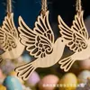 Nuevos adornos de pájaros de madera en blanco transfronterizos, colgantes decorativos de paloma de la paz, manualidades DIY hechas a mano para Pascua