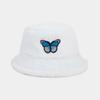 Amazon novo moda simples borboleta rotulagem chapéu de pescador feminino moderno pelúcia espessado chapéu de sol outono e inverno chapéu balde