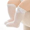Meias de Bebê para Primavera e Verão, Meias de Malha para Bebê com Boca Solta e Sem Costura, Meias de Cano Médio para Meninas, Meias de Cano Médio Princesa com Laço