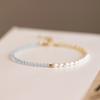 Pulsera de Aguamarina Natural Azul Claro para Mujer con Sentido del Diseño Ins Nicho Cápsulas de Arroz Pulsera de Perlas Pequeñas Extremadamente Fina 2mm Ultra Fina