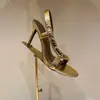 Sandálias de Salto Alto Metalizadas com Strass, Recorte Lateral e Bico Aberto, Seda Sexy de Luxo, Salto Agulha, Sapatos Femininos