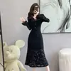 Vestido Sensual de Encaje 2026 Otoño Nuevo para Mujer Ajustado Sexy Falso Dos Piezas Cola de Pez en Blanco, Negro, Morado