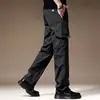 Calças Cargo Casuais Masculinas, Calças de Perna Reta, Calças Outdoor Plus-Size, Calças Longas Versáteis Soltas com Vários Bolsos
