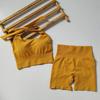 Roupa de Ginástica Conjunto de Duas Peças Sutiã de Amarrar no Pescoço Sexy Dança Reunião Yoga Shorts de Cintura Alta Pêssego Secagem Rápida Conjunto Esportivo