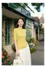 Suéter casual de lana para principios de otoño 2026, suéter nuevo y elegante de manga media para mujer Puyuan, hilo Yangzi, lavable a máquina, directo del fabricante