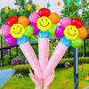 Ins Cara Feliz Girasol Margarita Flor Sosteniendo Globo Palo Bastón Venta al por Mayor Decoración de Boda Accesorios