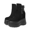 Otoño e invierno Nuevas botas Martin de tacón súper alto con parte superior esmerilada, plataforma impermeable aumentada 14 cm, cremallera, botines de moda para mujer