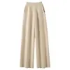 Nuevos Pantalones de Cachemir de Color Sólido de Pierna Ancha para Mujer Otoño/Invierno, de Cintura Alta, Adelgazantes, de Punto Recto, Casuales