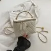 Bolsa Balde Fashion Portátil Retrô Feminina 2026 Nova Pequena Estilo Fragrância Grade de Diamante Corrente Bolsa de Ombro Única Versátil Bolsa Transversal
