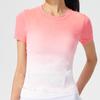 2026 Nueva Camiseta Deportiva de Manga Corta para Running, Fitness, Yoga, Baile para Mujer con Color Degradado de Secado Rápido