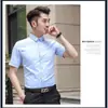 Comércio Exterior 2025 Camisa Versátil de Manga Curta de Verão de Alta Qualidade Cor Lisa Camisa Casual Camisa Masculina de Seda Gelada para Negócios