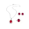 Aretes Anillo Ovalado de Zirconia Collar para Mujer Personalizado Exquisito Moda Cadena para Clavícula Set de Joyería de Lujo Ligero Gama Alta