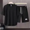 Conjunto Deportivo Casual Simple de Verano para Hombre, Shorts de Baloncesto Finos, Estilo Americano, Talla Grande, Corte Holgado, Manga Corta