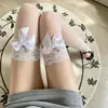 Medias largas sexys con ribete de encaje para mujer, medias de rejilla finas estilo japonés, calcetines negros hasta la rodilla