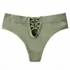 Tanga metálico hueco sin costuras de cintura media estilo deportivo para mujer, cómodo, de algodón, sexy, suministro transfronterizo para mujer
