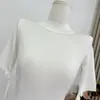 Suéter de punto de cuello alto medio de Lyocell para mujer, Top adelgazante de color liso
