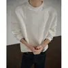 Sudadera de otoño para hombre con cuello redondo y paneles acanalados, manga larga de moda estilo americano, ajuste holgado minimalista, gris casual
