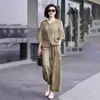 Traje Moldeador para Mujer 2026 Nuevo Verano Casual Estilo Coreano para Mamá de Mediana Edad Conjunto de Dos Piezas con Top de Manga Corta y Pantalones de Pierna Ancha