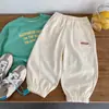 Pantalones casuales para niños, pantalones largos beige, ropa de otoño, pantalones deportivos de punto casuales elegantes para niños, pantalones para niñas, Clase A