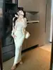 Conjunto de cárdigan y falda tipo camisola de Lyocell, transpirable, fresco y refrescante, camisola blanca, cárdigan blanco