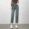 Jeans Delgados de Verano para Mujer, Elásticos en Cuatro Direcciones, Pantalones Cigarrillo, Pantalones Rectos Ajustados, Jeans Acortados, Pantalones para Mujer 8086
