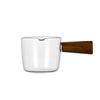Jarra de leche, taza de leche con forma de flor, mango de madera, taza de leche pequeña, recipiente para condimentos, recipiente para jugo, plato para salsa, taza de leche pequeña de vidrio japonés