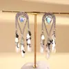 Pendientes de Perla de Imitación Chapados en Oro Real de 18 Quilates, Estilo Europeo y Americano, con Diamantes y Borlas de Gota de Agua, Pendientes de Moda de Alta Gama Transfronterizos
