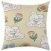 Funda de almohada de lino con estampado de conejo de dibujos animados de animales nuevos de Temu Transfronterizo Etiqueta decorativa de animal Jit Envío directo