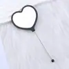 Espejo de Maquillaje de Mano con Forma de Corazón DIY Espejo con Perlas Portátil Espejo de Maquillaje de un Solo Lado Espejo de Maquillaje de Corazón de Plástico Venta al por Mayor