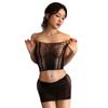 Conjunto de Roupa de Malha Vazada, Saia que Cobre o Quadril, Uniforme Sexy Tentador Transfronteiriço Europeu e Americano Sem Tirar Meias de Rede Novo Fabricante Atacado