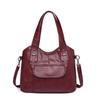 Bolsa Feminina de PU Nova Moda Vintage Bolsa Tote Casual Bolsa de Ombro Transversal Grande Capacidade Cor Sólida Couro Macio Bolsa para o Dia a Dia